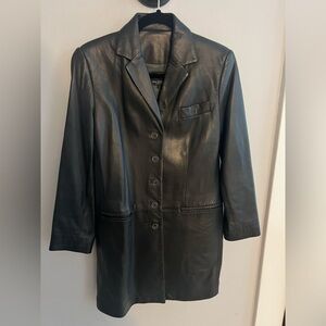 Iris Singer Women's Black Leather Coat-Size 2